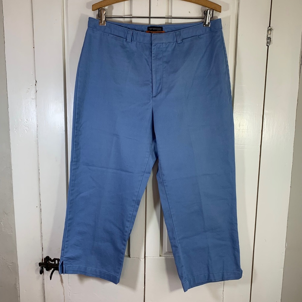 Dockers Stretch‎ Stain Defender Women's Blue Cotton Blend Cropped Pants Size 12